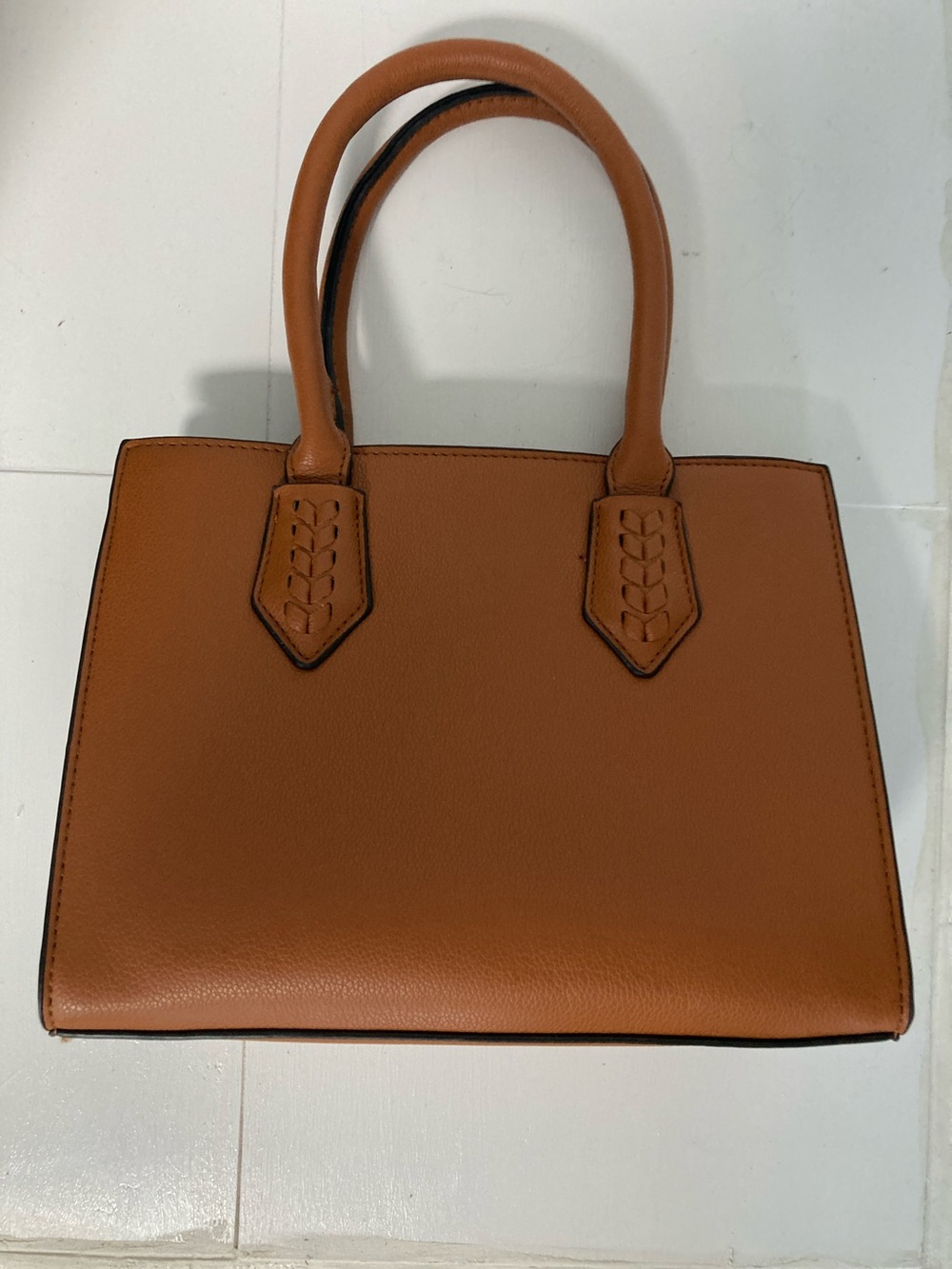 Structured Cognac Purse with Braid Details